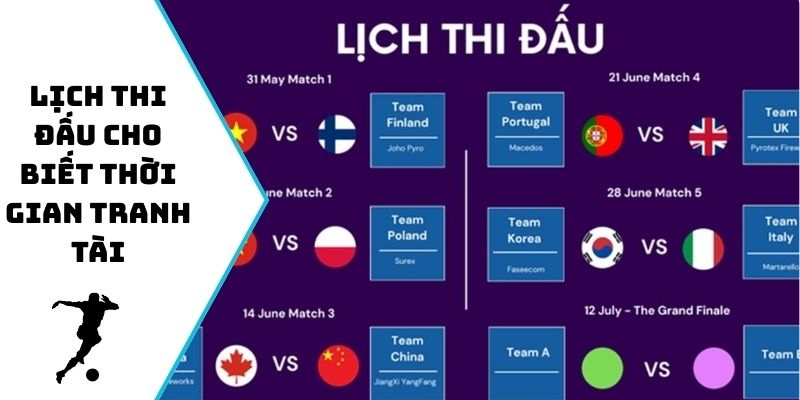 Lịch thi đấu cho biết thời gian tranh tài